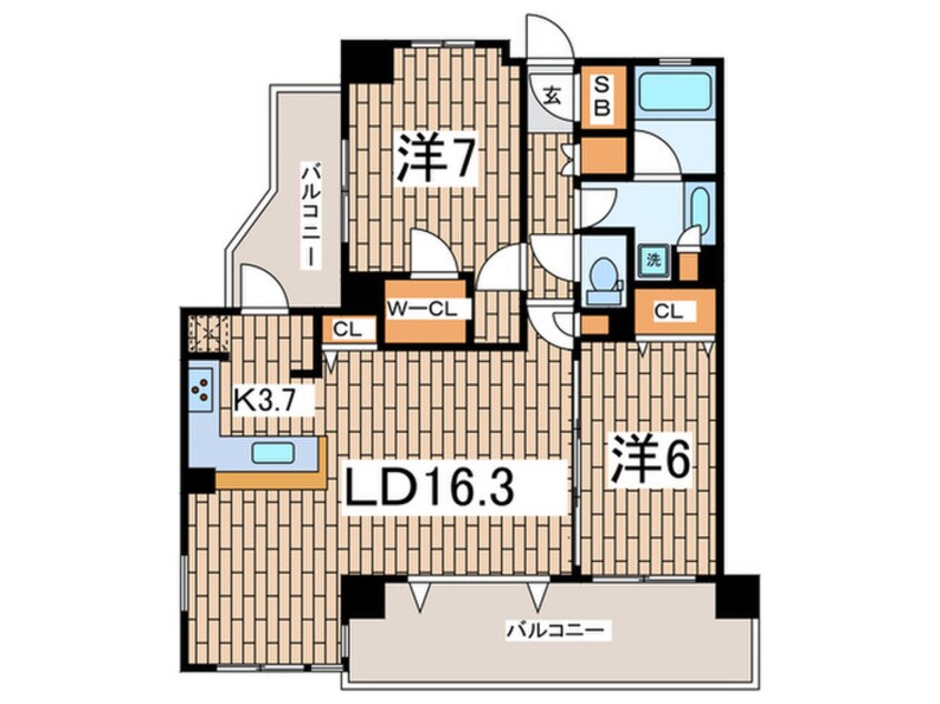 間取図 ｸﾞﾗﾝｼﾃｨﾕｰﾛﾘｿﾞｰﾄ葉山南(401)