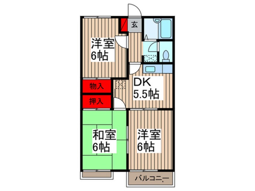 間取図 グランハイム関根第２Ｂ