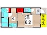 清水ハウス 1Kの間取り
