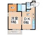 海老名国分パークハイツ弐番館 1DKの間取り
