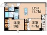 クリオラベルヴィ新富町 2LDKの間取り