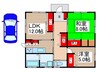 荒居貸家 2LDKの間取り