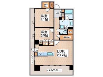 間取図 プラウドタワ－府中寿町（1701）