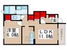 サンベリーナ　B 1LDKの間取り