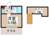 リリックハウス 1Kの間取り