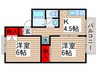 セジュ－ル末広 2Kの間取り