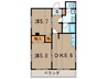 パ－プルタウン 2DKの間取り