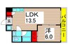 モアウイング 1LDKの間取り