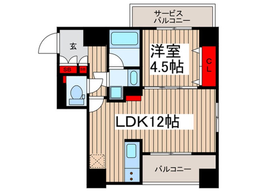 間取図 ｼﾞｪﾉｳﾞｨｱ両国Ⅱｸﾞﾘｰﾝｳﾞｪｰﾙ(1003)