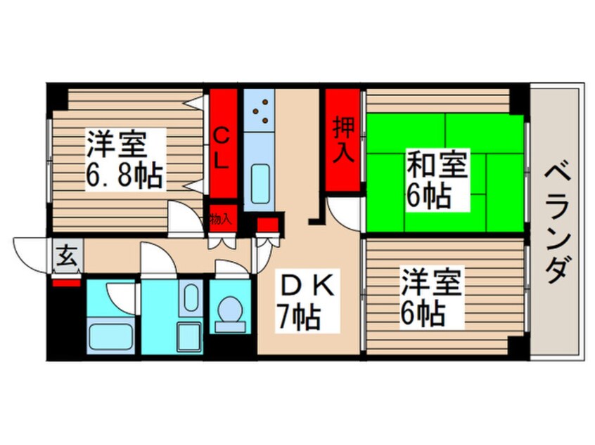 間取図 ペアヒルズ大野