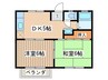 オークスA 2DKの間取り