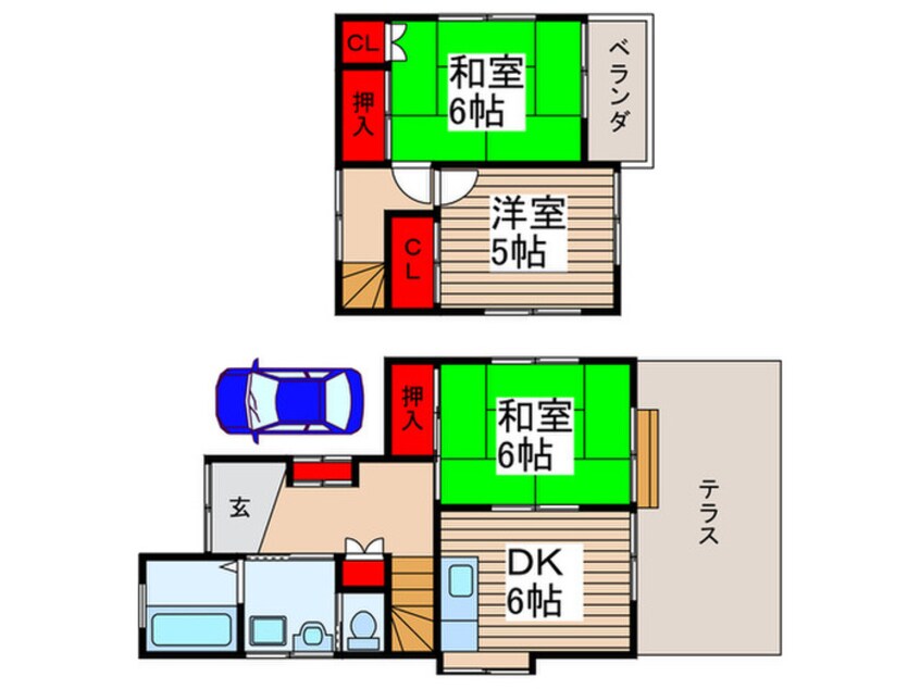 間取図 金ケ作298貸家