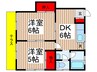 奥田ハイツ 2DKの間取り