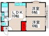 シャトーテル寿2 2LDKの間取り