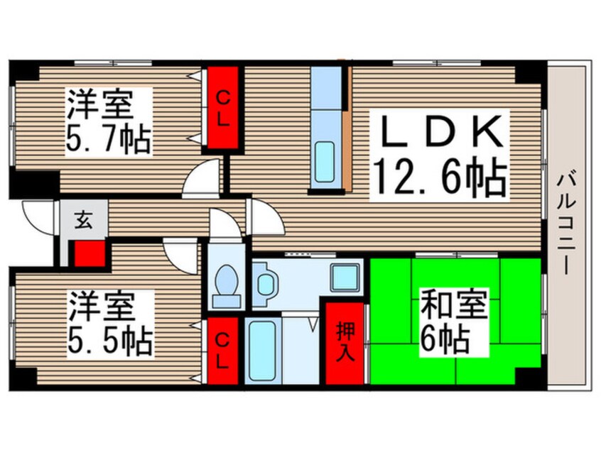 間取図 グリシ－ヌ東所沢