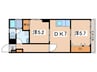野畑マンション 2DKの間取り