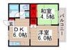 あやめハイツA棟 2DKの間取り