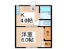 クローバーハイツ 1Kの間取り