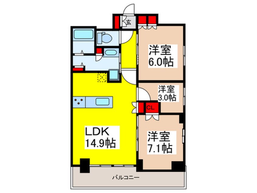 間取図 ｸﾚｽﾄｺｰﾄ日本橋浜町