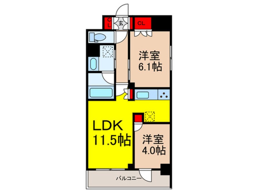 間取図 ｸﾚｽﾄｺｰﾄ日本橋浜町