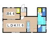 ヴィラ笠原 1LDKの間取り