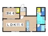 ヴィラ笠原 1LDKの間取り