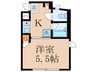 レジデンスシ－バ－ド 1Kの間取り