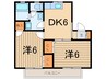 グランウイングイーストウエスト 2DKの間取り