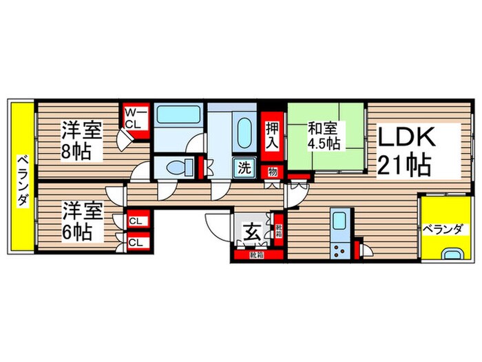 間取り図 ｶﾞｰﾃﾞﾝﾌﾟﾗｻﾞ新検見川14番館(603)