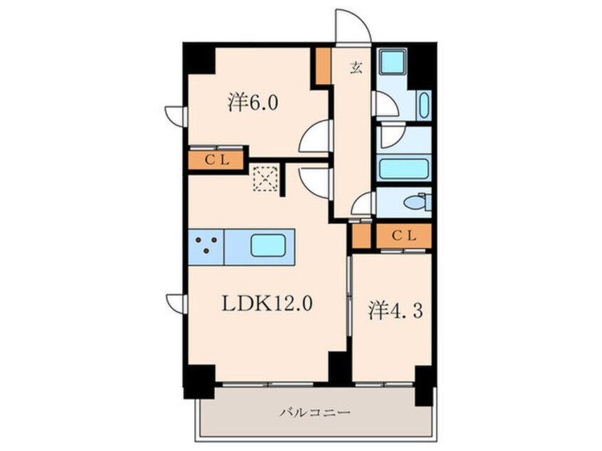 間取図 ｶｰｻｽﾌﾟﾚﾝﾃﾞｨｯﾄﾞ南麻布ﾌﾗｯﾄ