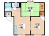 エントピアⅡA棟 2DKの間取り