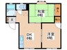 エントピアⅡA棟 2DKの間取り