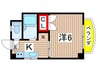 クレスコート国立 1Kの間取り