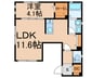 ルミナス三軒茶屋 1LDKの間取り