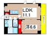 カーサフトゥールム 1LDKの間取り