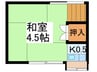 亀松荘 1Kの間取り