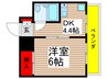 ベルレ市川 1DKの間取り