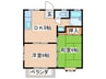 第2リバーストーン 2DKの間取り