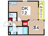 ティアラ本千葉 1DKの間取り