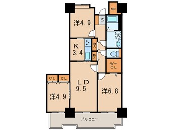 間取図 品川ｼ-ｻｲﾄﾞﾋﾞｭ-ﾀﾜ-1号棟