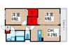 コンフォ－ル瑞江Ⅵ 2DKの間取り