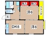 コーポ黒砂台 2DKの間取り