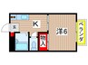 エクレール国立 1Kの間取り