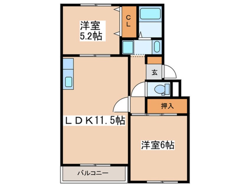 間取図 リバーテラス中の郷Ｂ