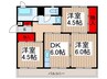 浦和栄和団地５号棟（４０３） 3DKの間取り