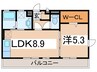 エターナルプレジール 1LDKの間取り