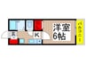 フラットユーカリが丘 1Kの間取り