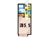 バ－ナルヒルズ 1Kの間取り