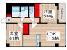 ジャルダン　ドゥテ 2LDKの間取り