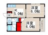 広喜ハイツ 2Kの間取り